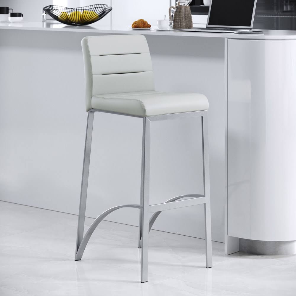 Grey Bar Stool with Metal Base F131