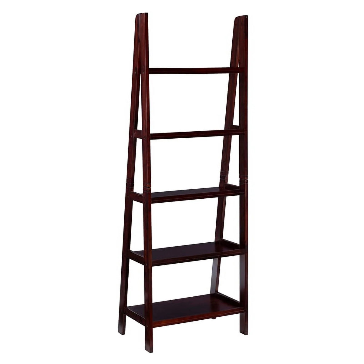 5-Shelf Wood Ladder Bookshelf in Espresso R4030