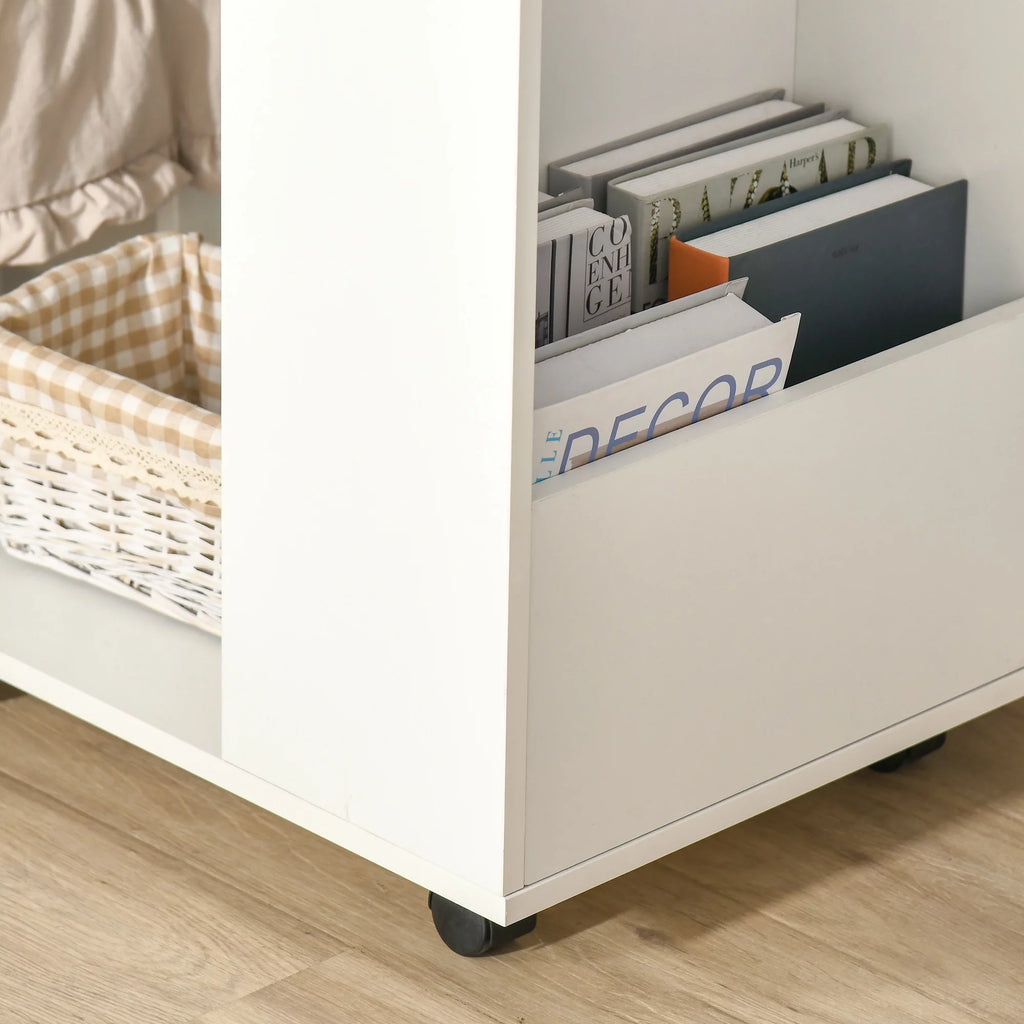 C-Shaped Sofa Side Table with Storage and Wheels I55770