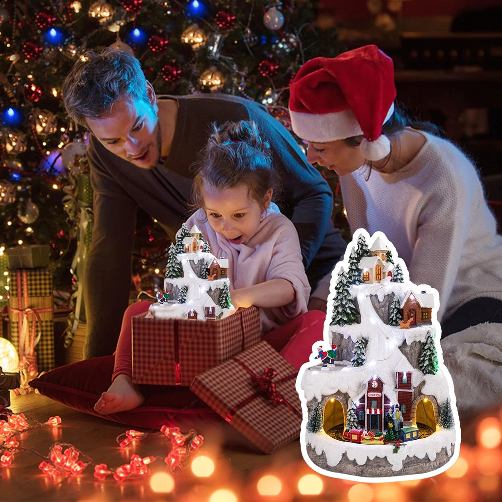 Christmas Village Houses Figurines with USB Motion and Lights G70803
