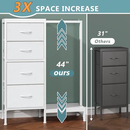 White 4 Drawer Dresser with Hanging Rack J94514