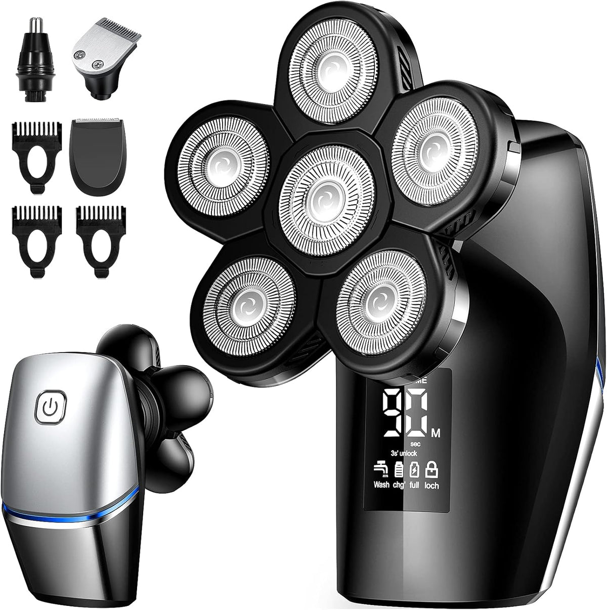 Head Shaver Electric Rechargeable LED Display Waterproof Pack of 2 R83944