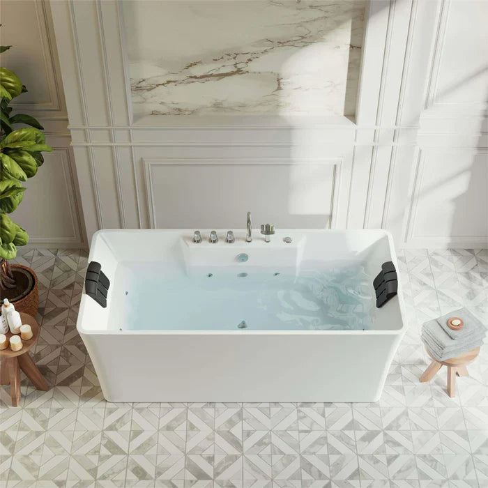 59 Freestanding Whirlpool Bathtub with Faucet D3437