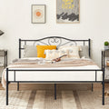 Queen Size Black Metal Platform Bed Frame with Headboard J277024