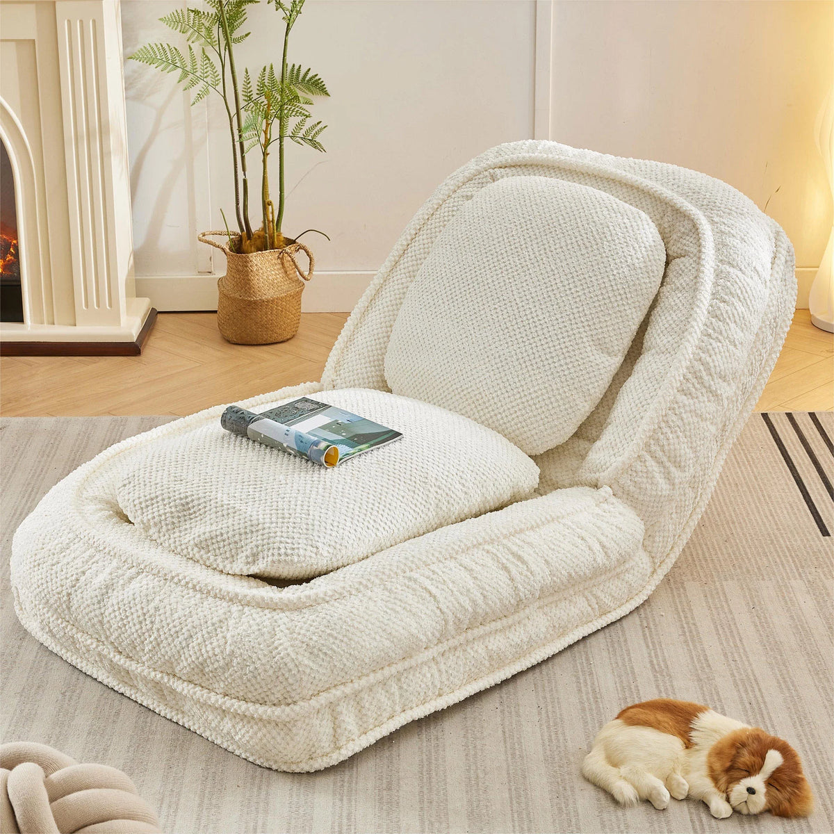 White Lazy Sofa Floor Couch P95821