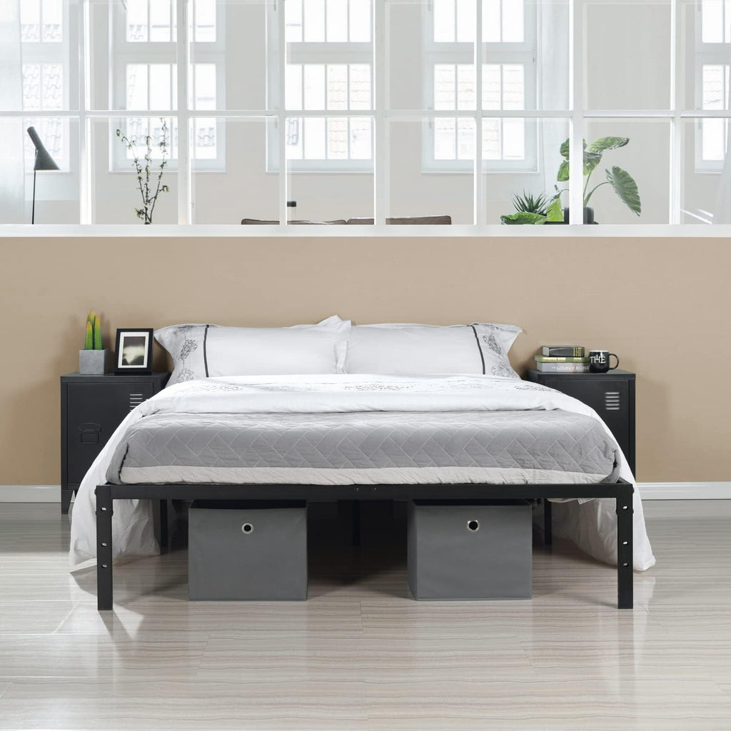 Black Metal Platform Bed Frame with Headboard and Footboard Twin Size C3805