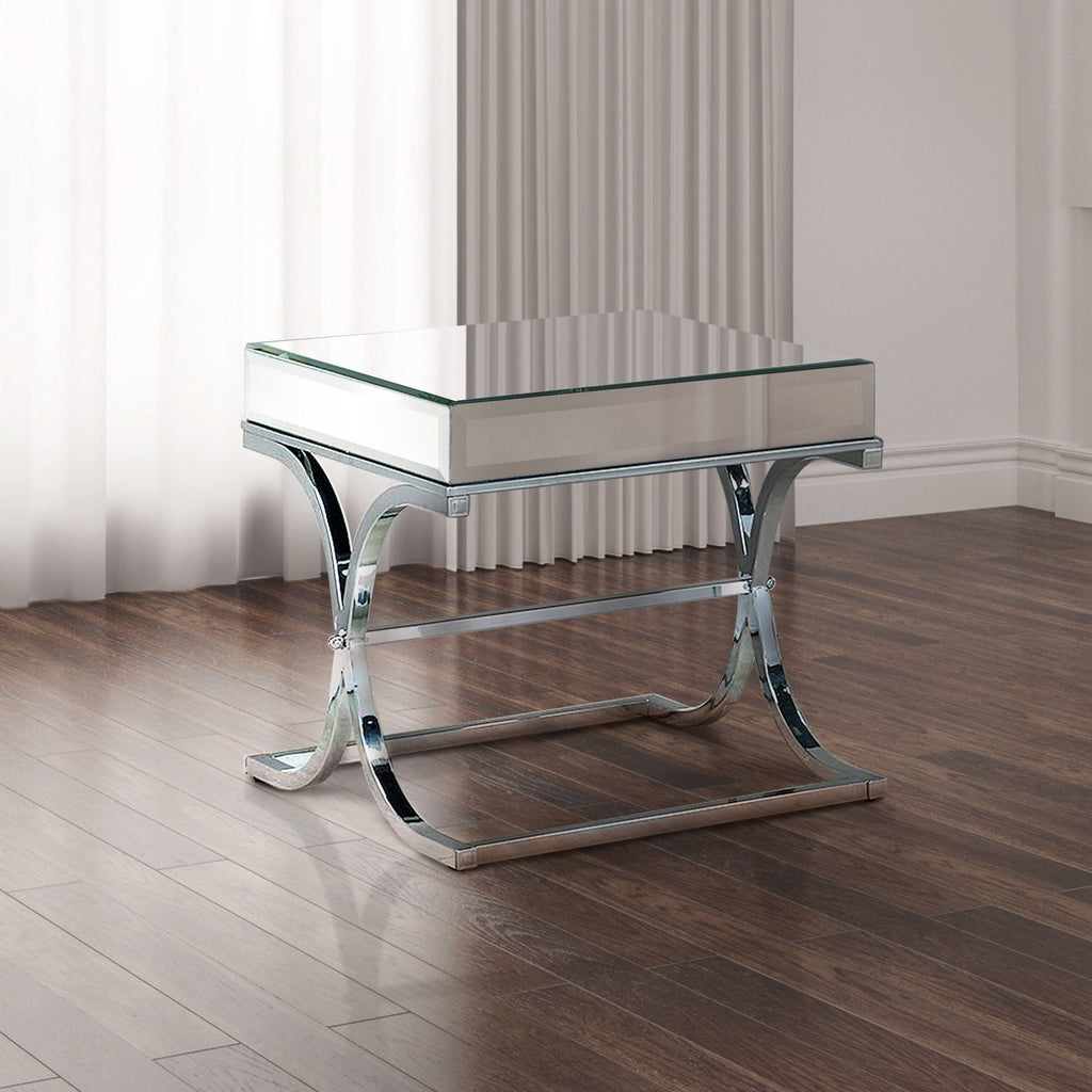 Contemporary Chrome Metal Square End Table I9360