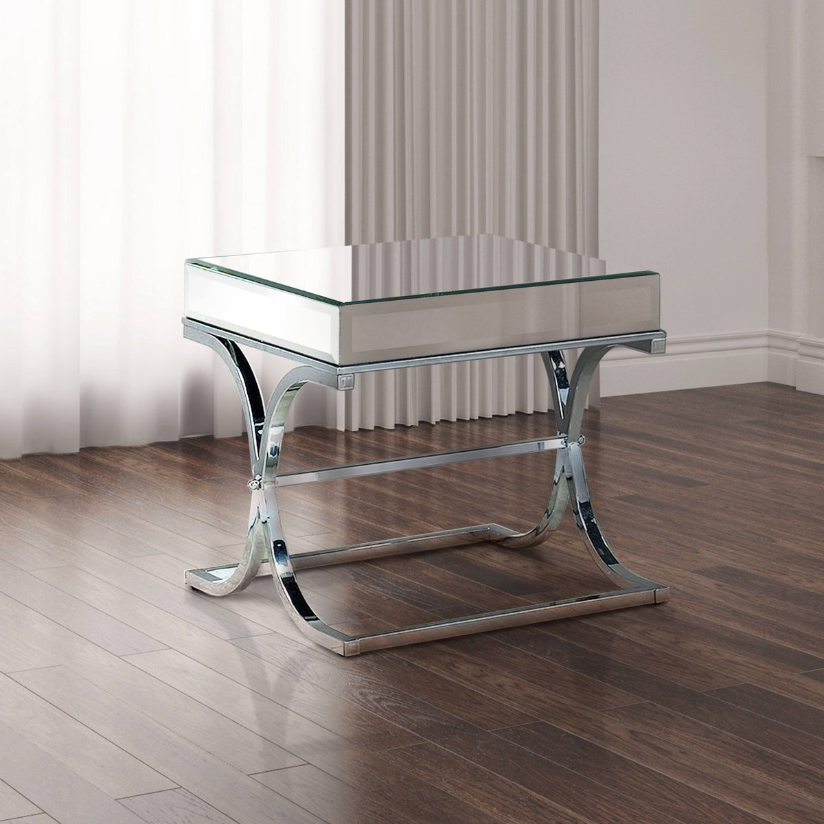 Contemporary Chrome Metal Square End Table I9360