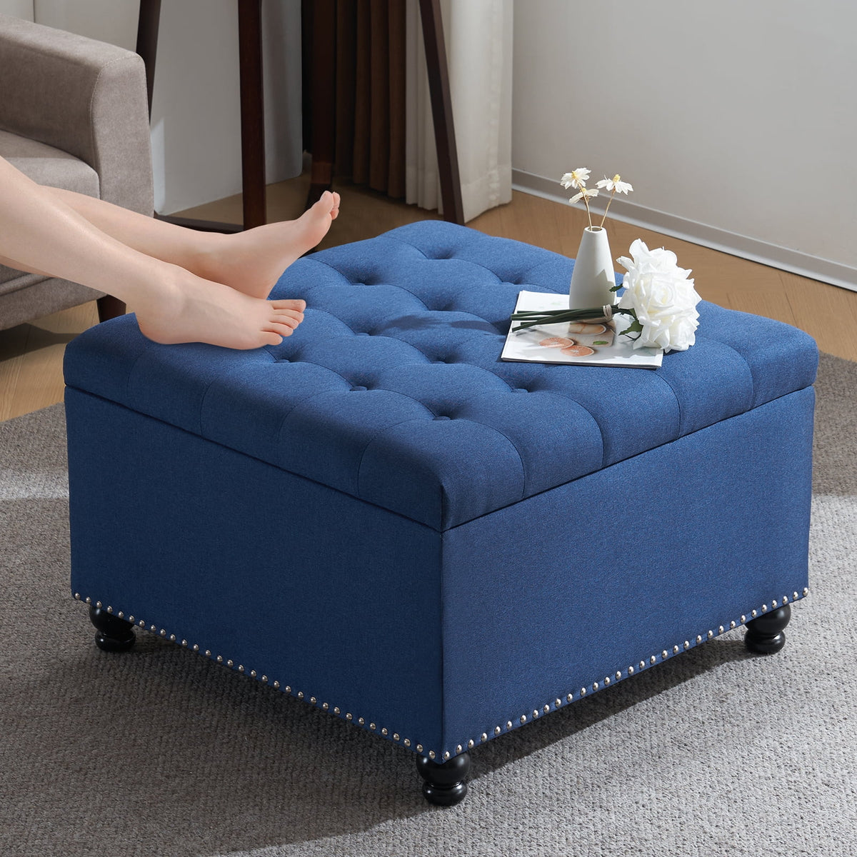 Large Upholstered Storage Ottoman P472