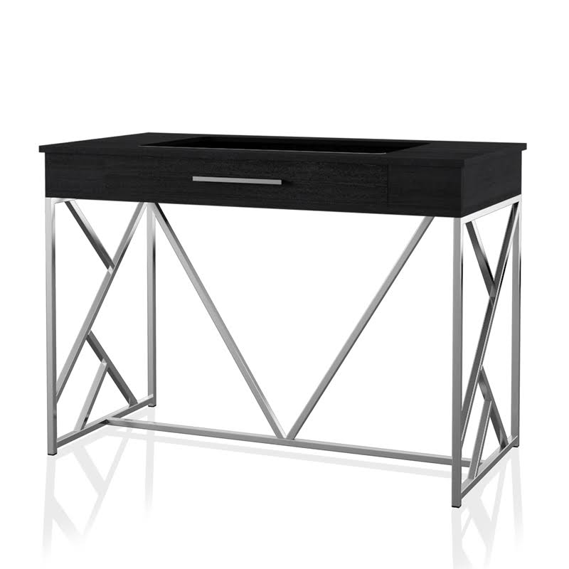 Counter Height Table in Chrome and Black E936