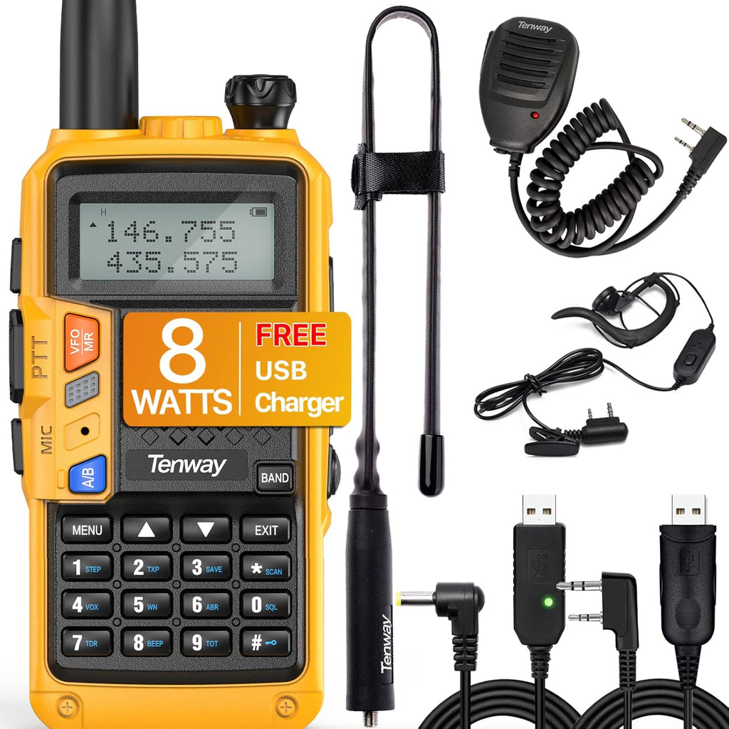 Black Dual Band Portable Two Way Radio with Antenna and USB Charging Cable K98454