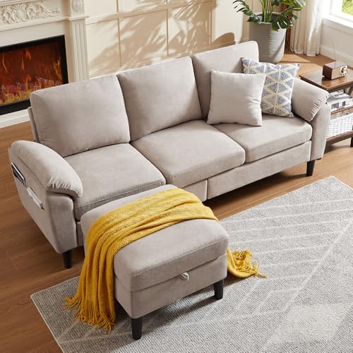 Light Grey Convertible Sectional Sofa X560655
