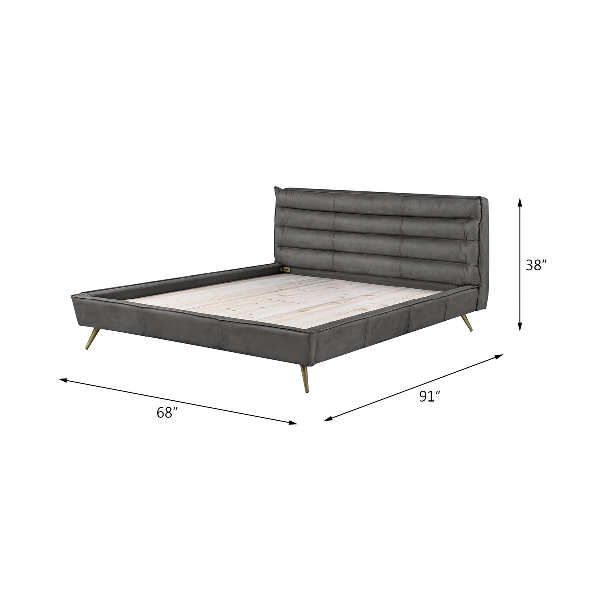 Queen Bed in Gray Top Grain Leather T895