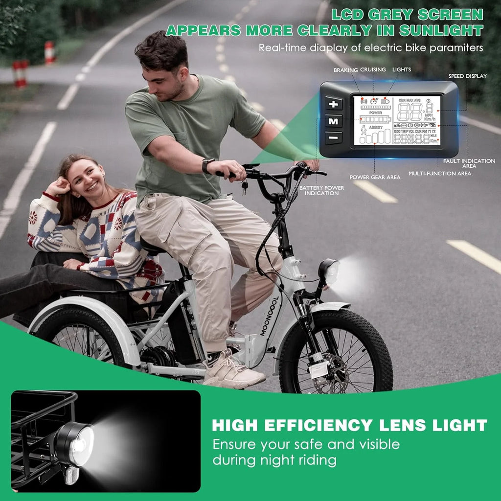 Folding Electric Tricycle 1000W 48V 20 Fat Tire 3 Wheel N343157