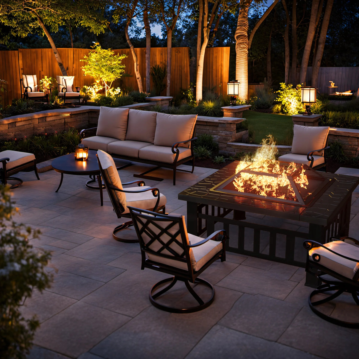 32 Multifunctional Square Metal Fire Pit Table Q602164