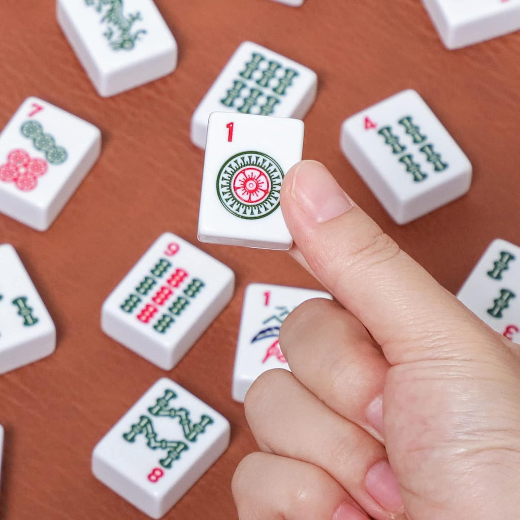 166 White Tiles Mahjong Set with Soft Bag and 4 Racks P37527