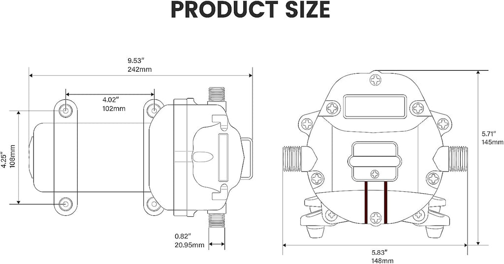 12V 5.5GPM 70PSI Diaphragm Water Pump with Pressure Switch, Pack of 2 S71210