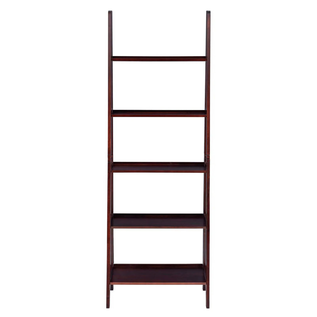 5-Shelf Wood Ladder Bookshelf in Espresso R4030