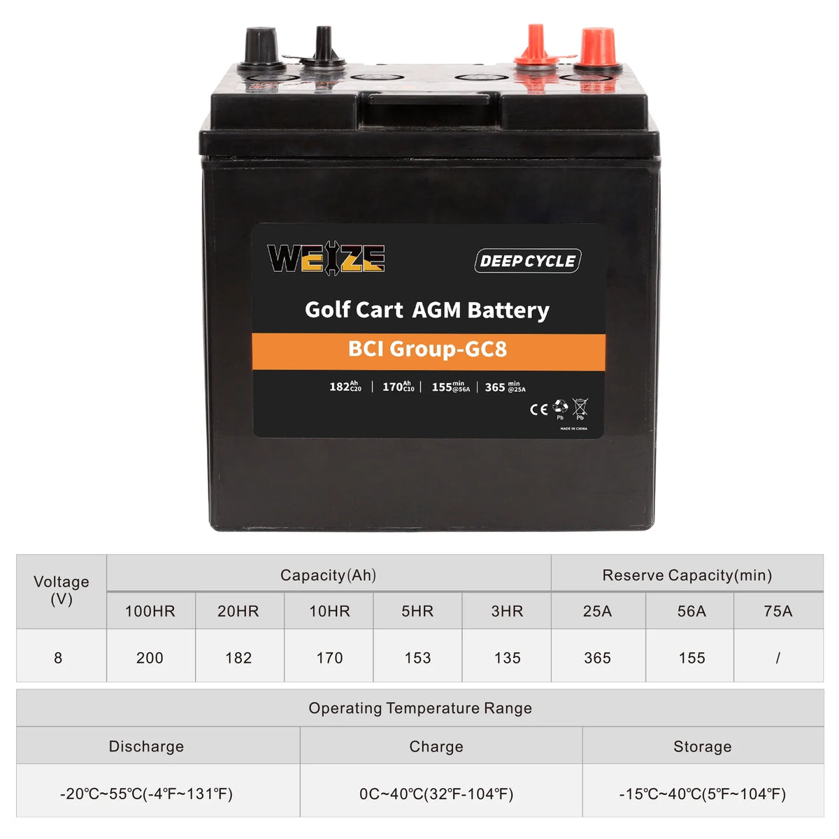 6V 210ah Deep Cycle AGM Battery T69031