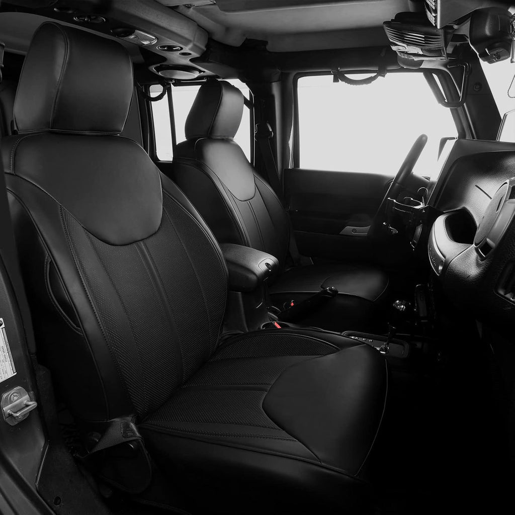 PU Leather Car Seat Covers for Wrangler JK 4 Door, Black Red B9737