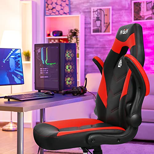 Black Ergonomic PU Leather Gaming Chair with Lumbar Support A70054