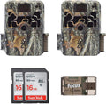 Two Trail Cameras 16MP Game Cameras with 2 16GB Cards and USB Card Reader J713508