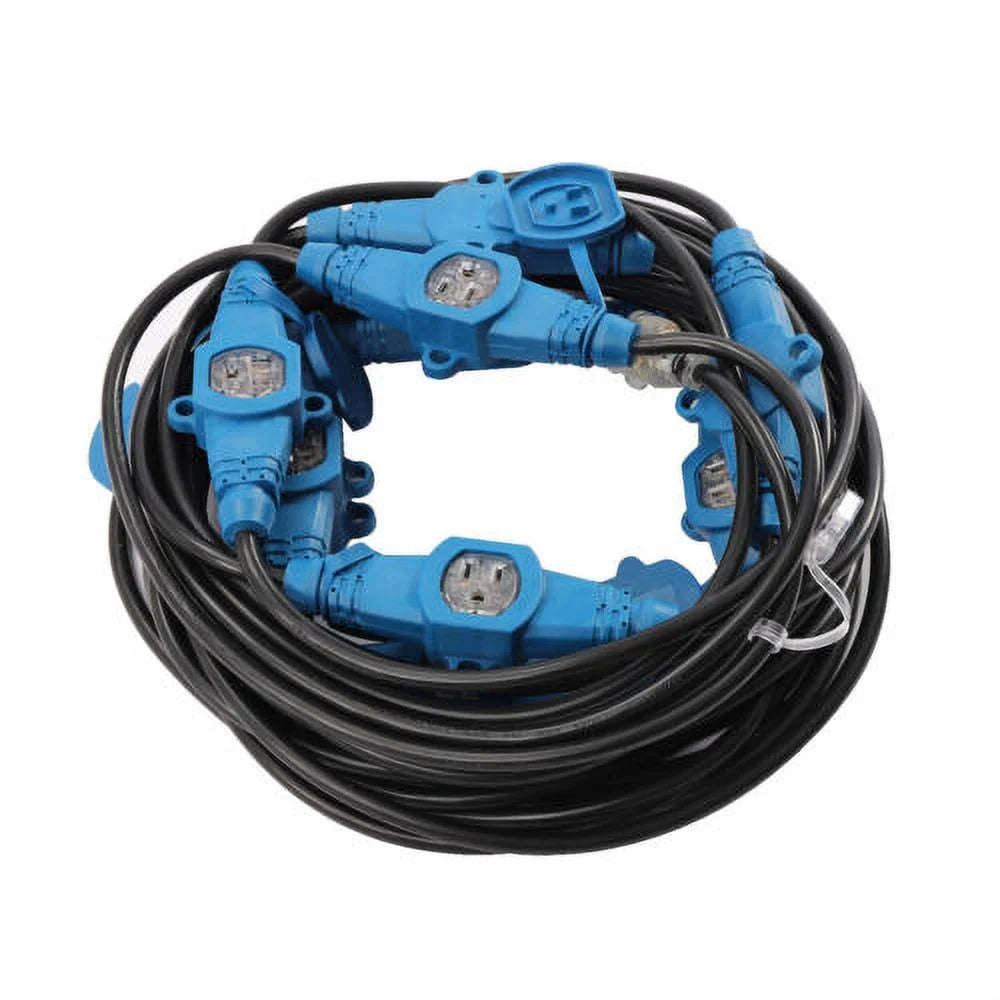 65FT 12awg 13 Plugs 15A 125V Power Extension Cord Splitter T94297