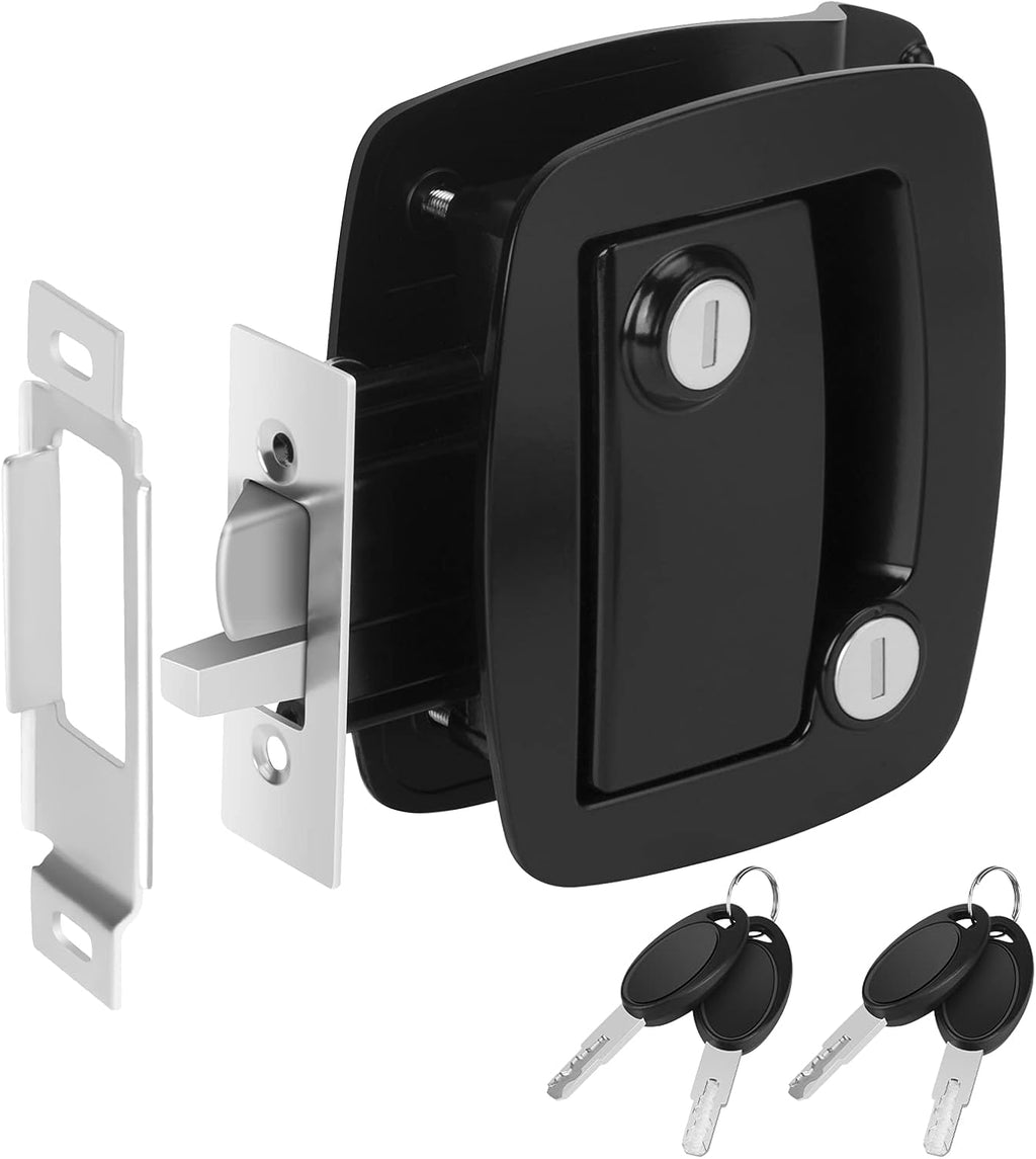 Black Metal RV Entry Door Lock with Paddle Deadbolt J2232