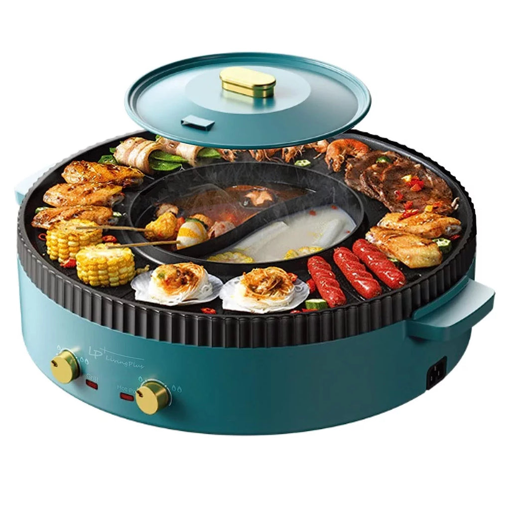 2 in 1 Non-Stick Electric Grill and Hot Pot V48736