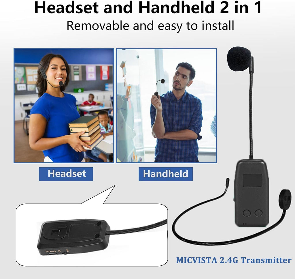 2.4G Wireless Microphone System with Headset Mics and Handheld Mics N2536