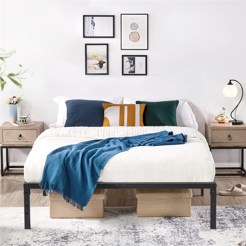 Black Metal Platform Bed Frame with Headboard and Footboard Twin Size C3805