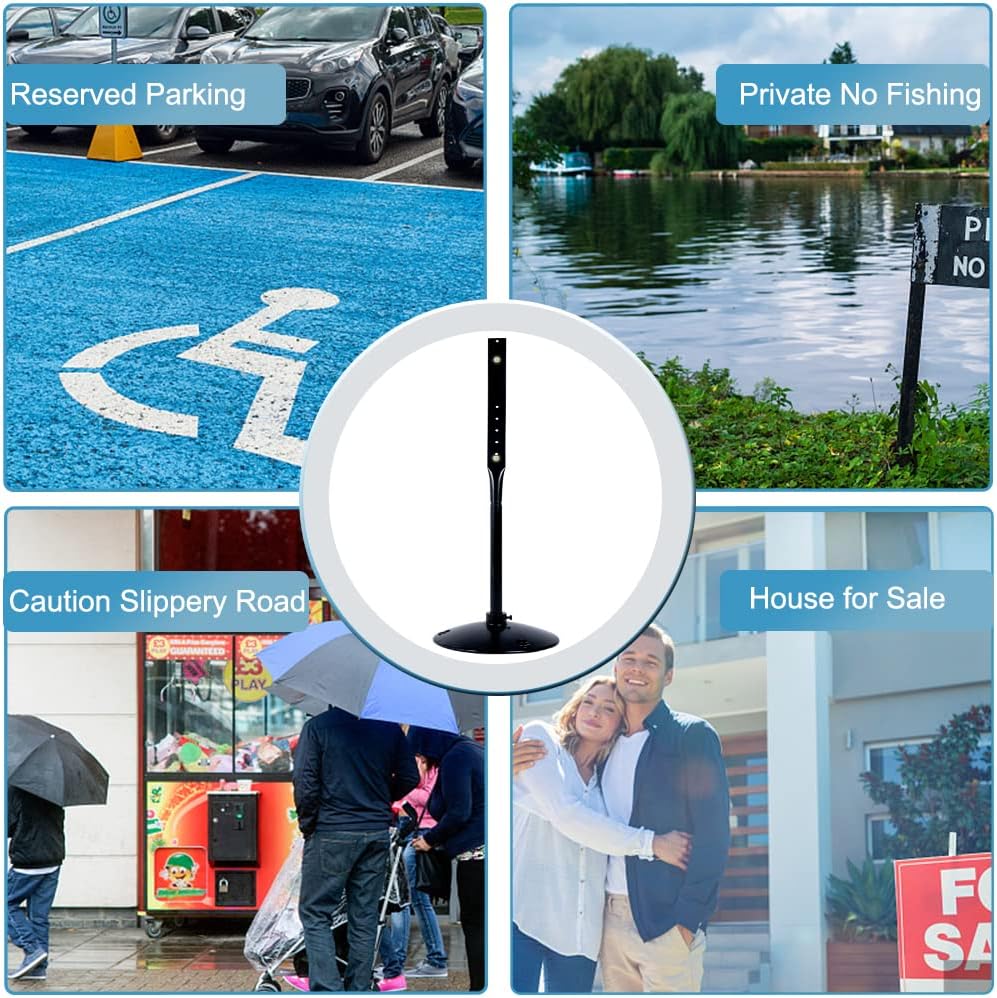 Cast Iron Pedestal Post Sign Holder with 17" Dia Base 48" Tall, Black Z2323
