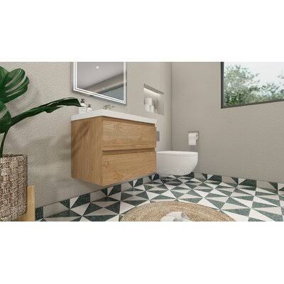 30x22 Wall-Mounted Single Bathroom Vanity Set New England Oak S4378