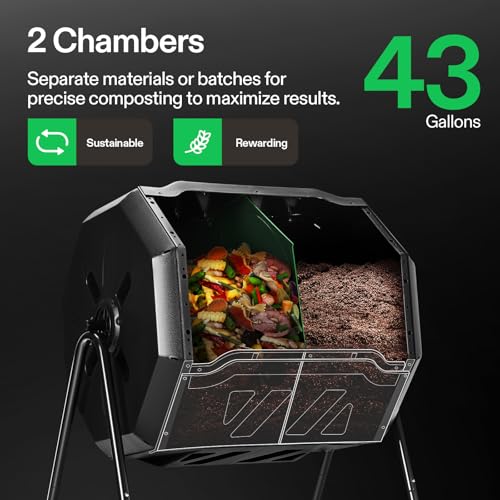 43 Gallon Black Outdoor Tumbling Composter J914