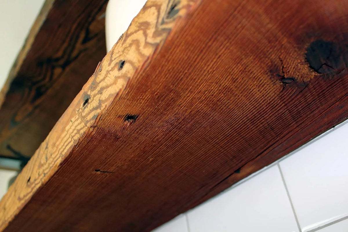 Reclaimed Wood Mantel Shelf with Steel Angle Brackets Z1796
