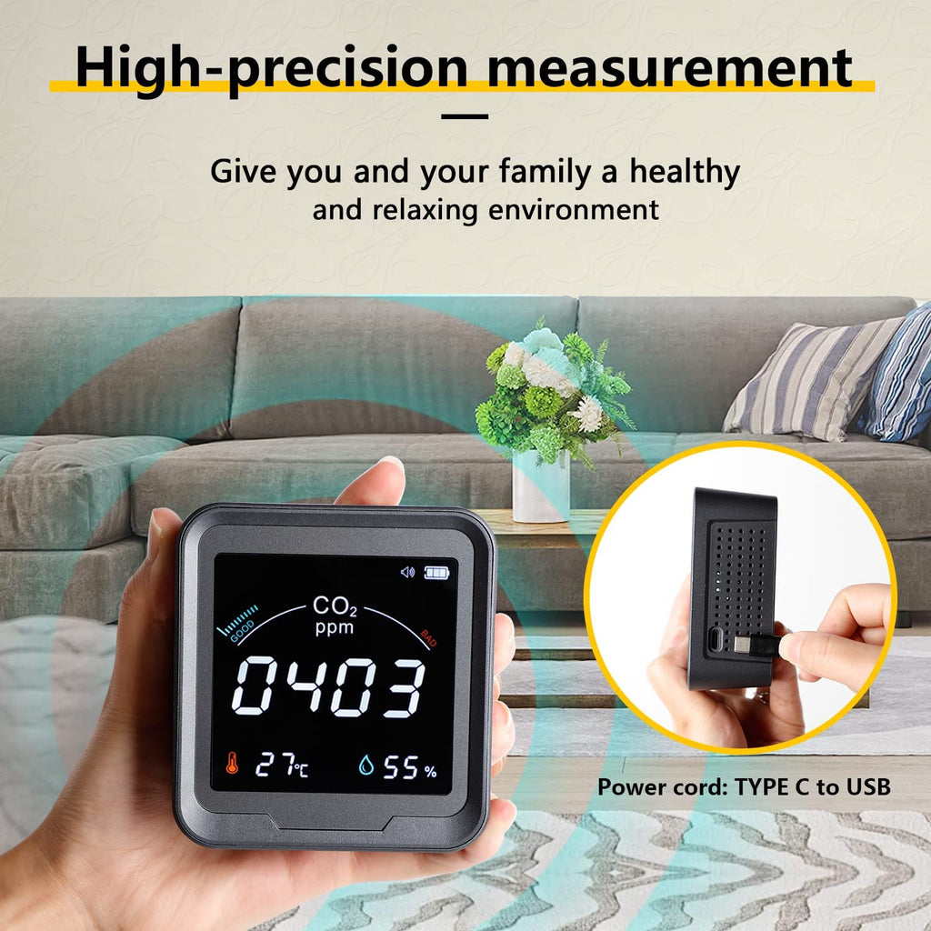 CO2 Monitor with Temperature and Relative Humidity, 400-5000ppm Range I19655
