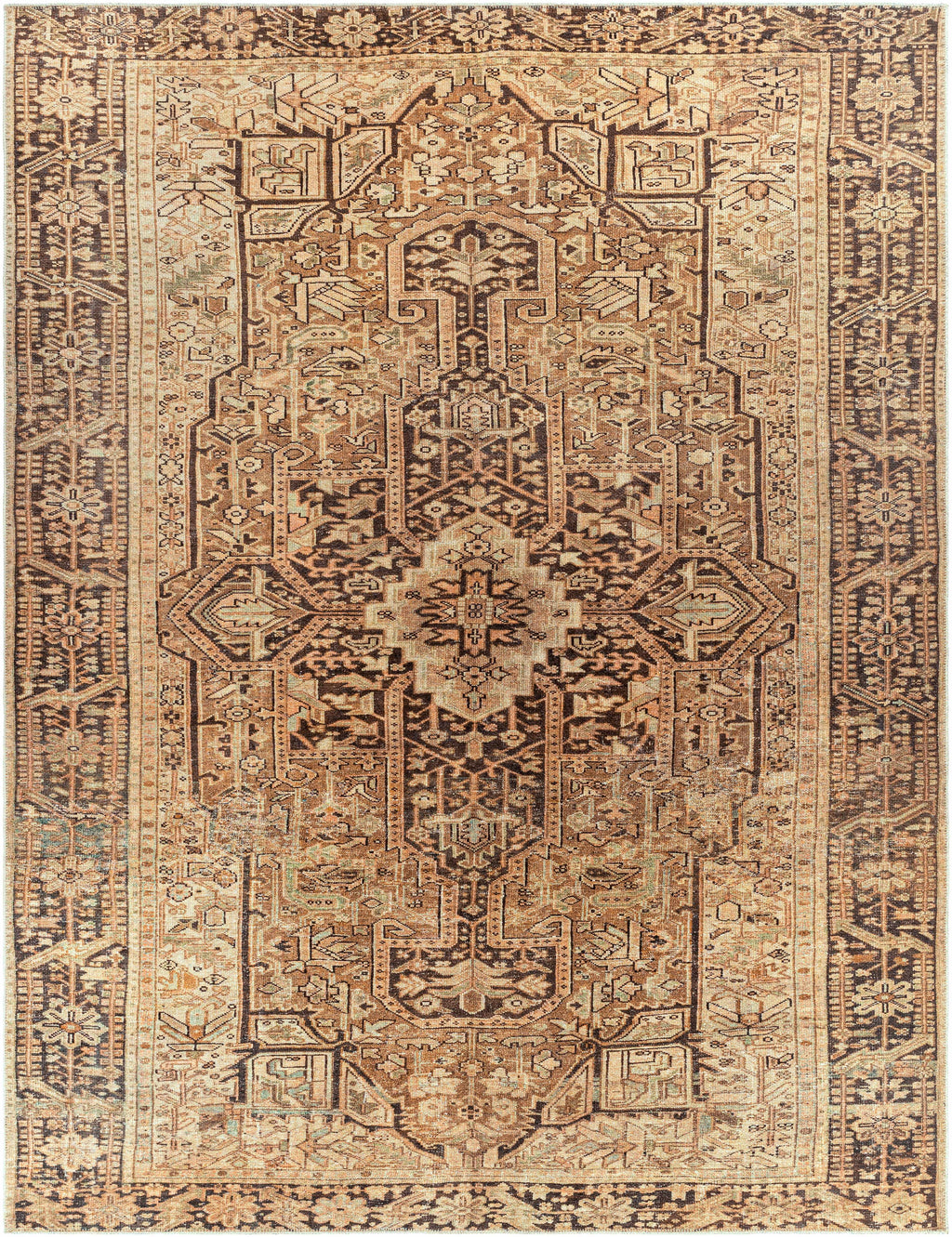 Machine Washable Area Rug - Brown, Green - 7'10" x 10'2" U360