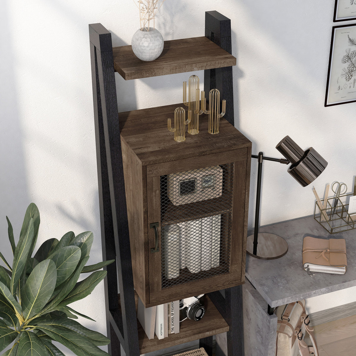 Reclaimed Oak Wood Tower Cabinet with Adjustable Shelf H393