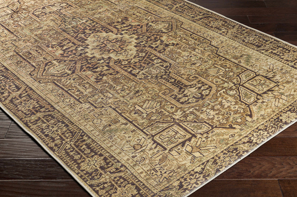 Machine Washable Area Rug - Brown, Green - 7'10" x 10'2" U360
