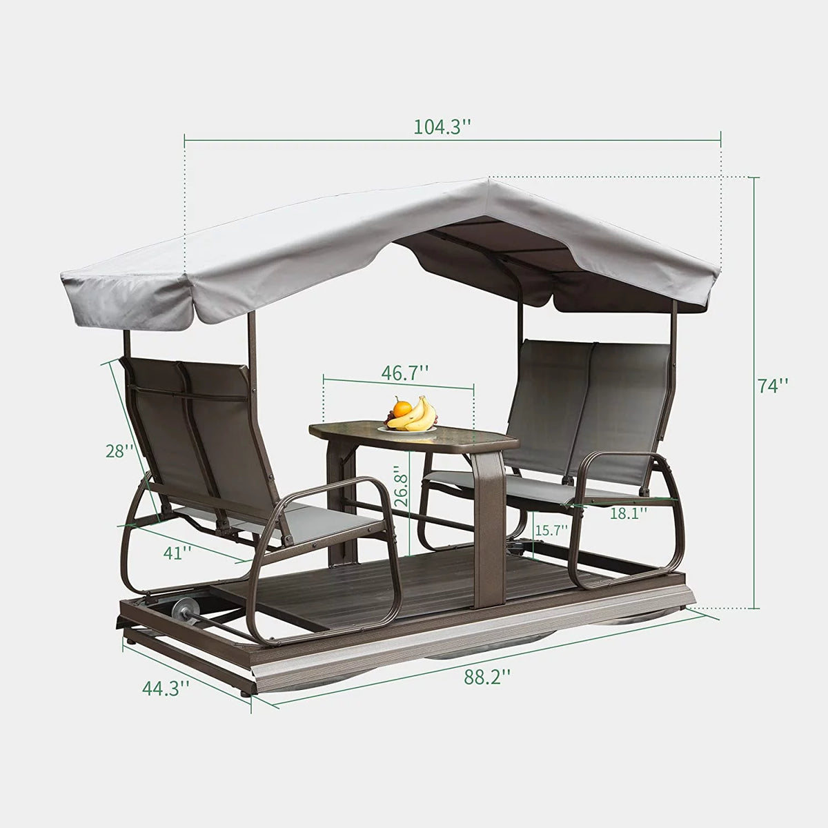 4-Seat Outdoor Metal Glider Bench with Canopy N5615