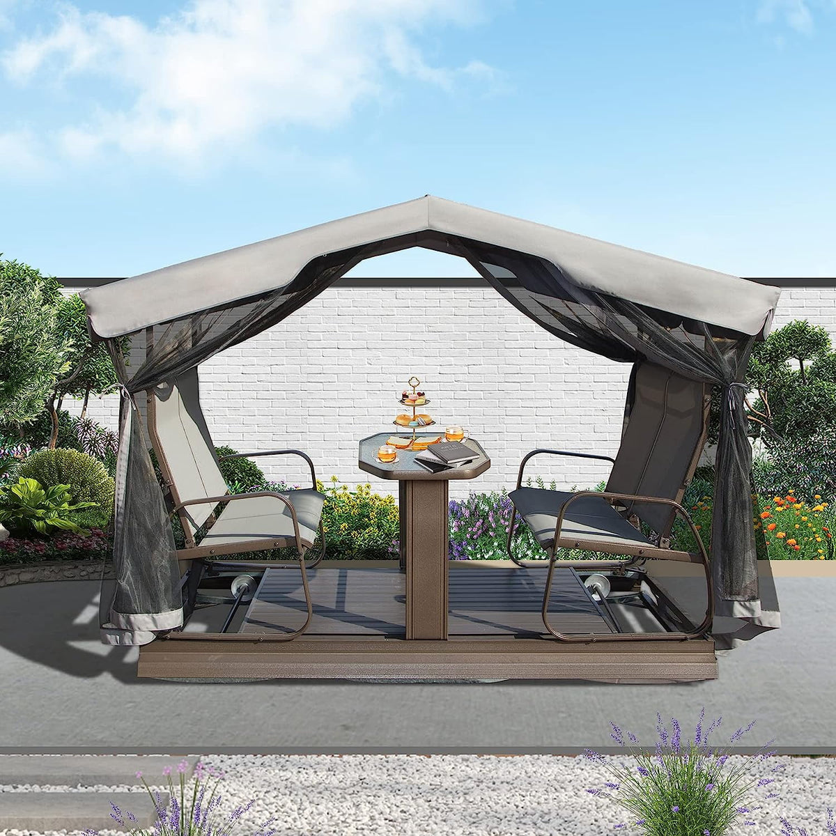 4-Seat Outdoor Metal Glider Bench with Canopy N5615