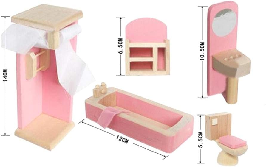 Pink Wooden Dollhouse Furniture Set G59138