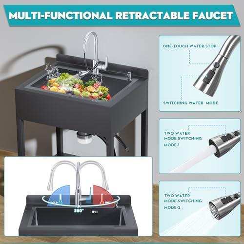 40'' Stainless Steel Single Bowl Utility Sink with Faucet D740910