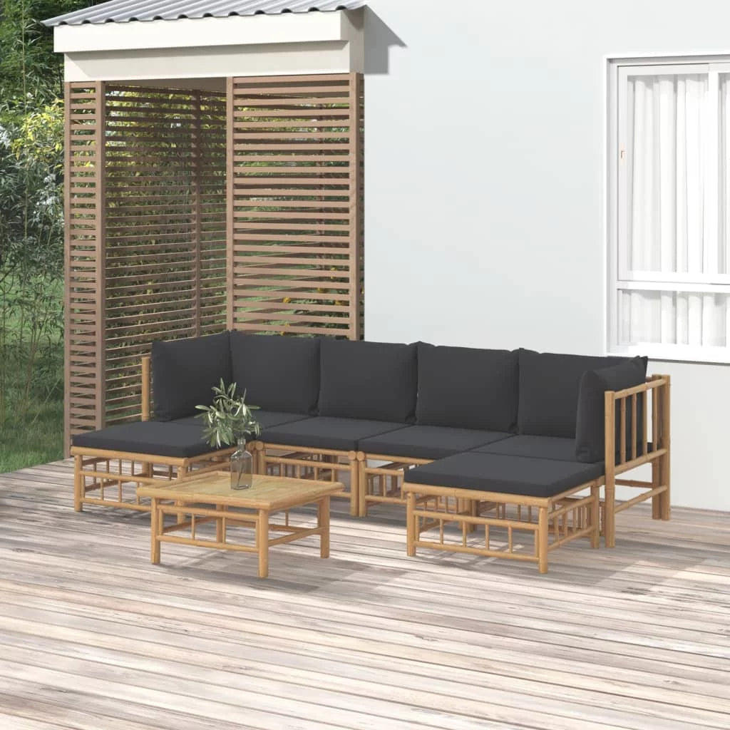7 Piece Patio Set with Dark Gray Cushions T542
