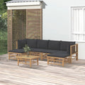 7 Piece Patio Set with Dark Gray Cushions T542
