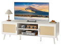 Boho TV Stand for 65 Inch TV with Adjustable Shelf and 2 Cabinets H904