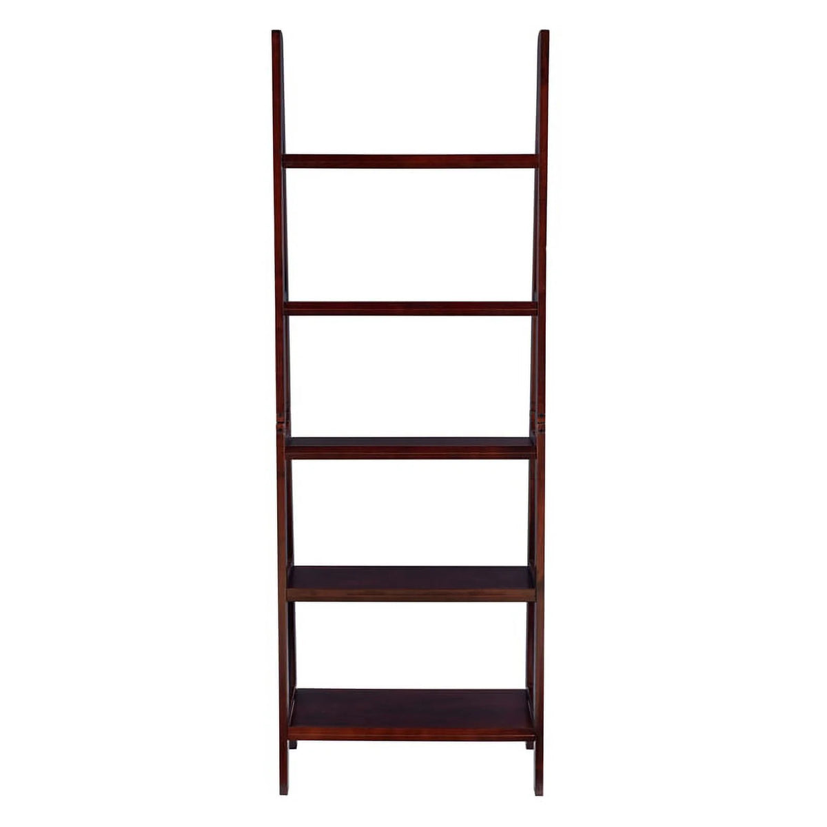 5-Shelf Wood Ladder Bookshelf in Espresso R4030