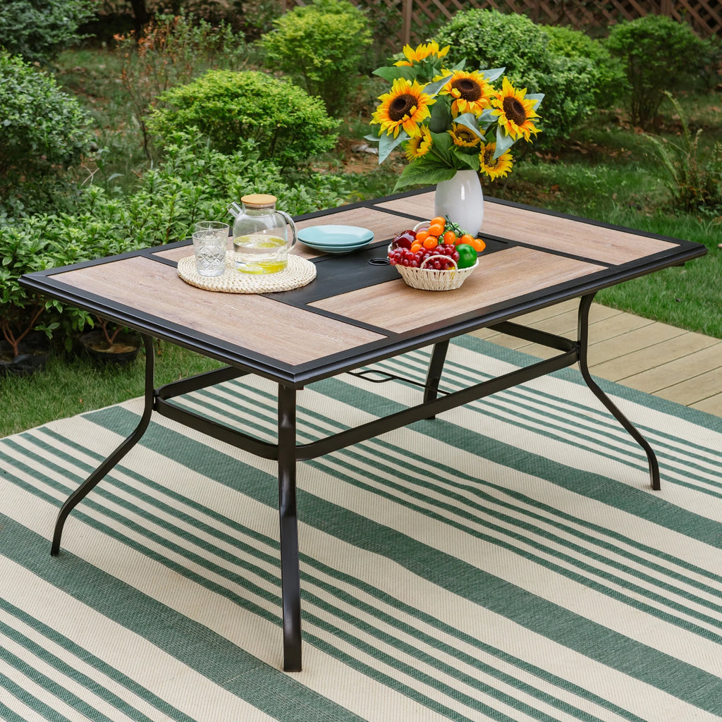 7 Pieces Outdoor Patio Dining Set with 6 Chairs and Dining Table, Gray J1414