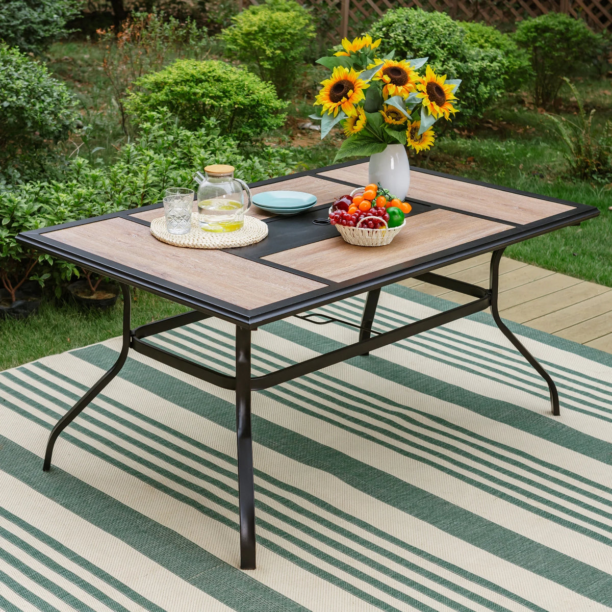 7 Pieces Outdoor Patio Dining Set with 6 Chairs and Dining Table, Gray J1414