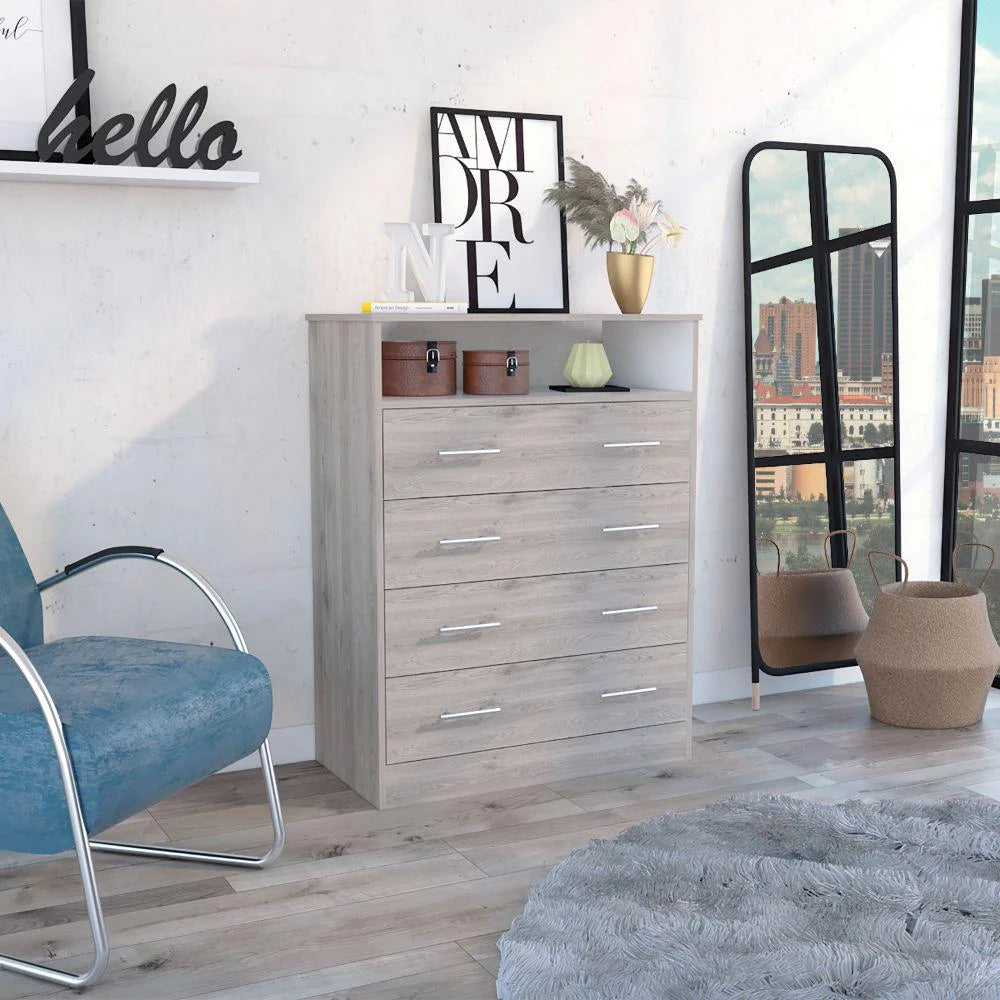 Four Drawer Dresser Light Gray White I963